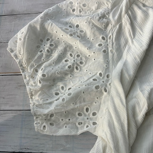 Knox Rose White Midi Dress 4X Button Up V-Neck Eyelet Pockets Short Sleeve NWT - Picture 4 of 12